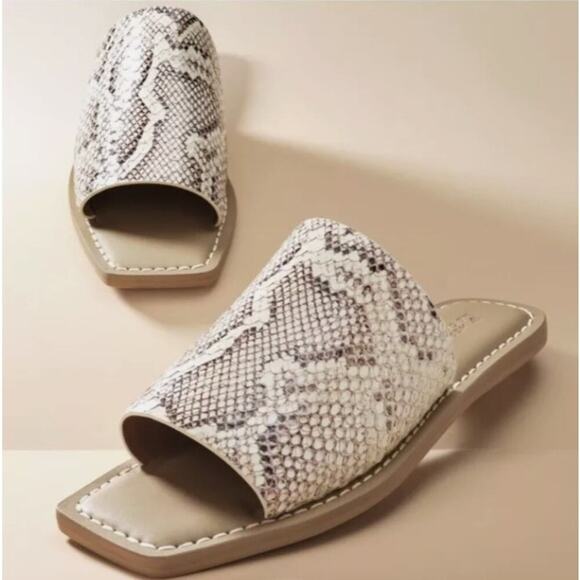 MERCEDES CASTILLO Shoes - Mercedes Castillo Benita Snakeskin Square Toe Leather Sandal Slides Womens 8.5